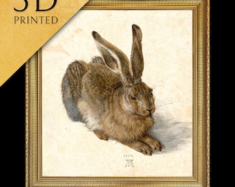 Young Hare by Albrecht Dürer, 3d Printed with texture and brush strokes looks like original oil painting
