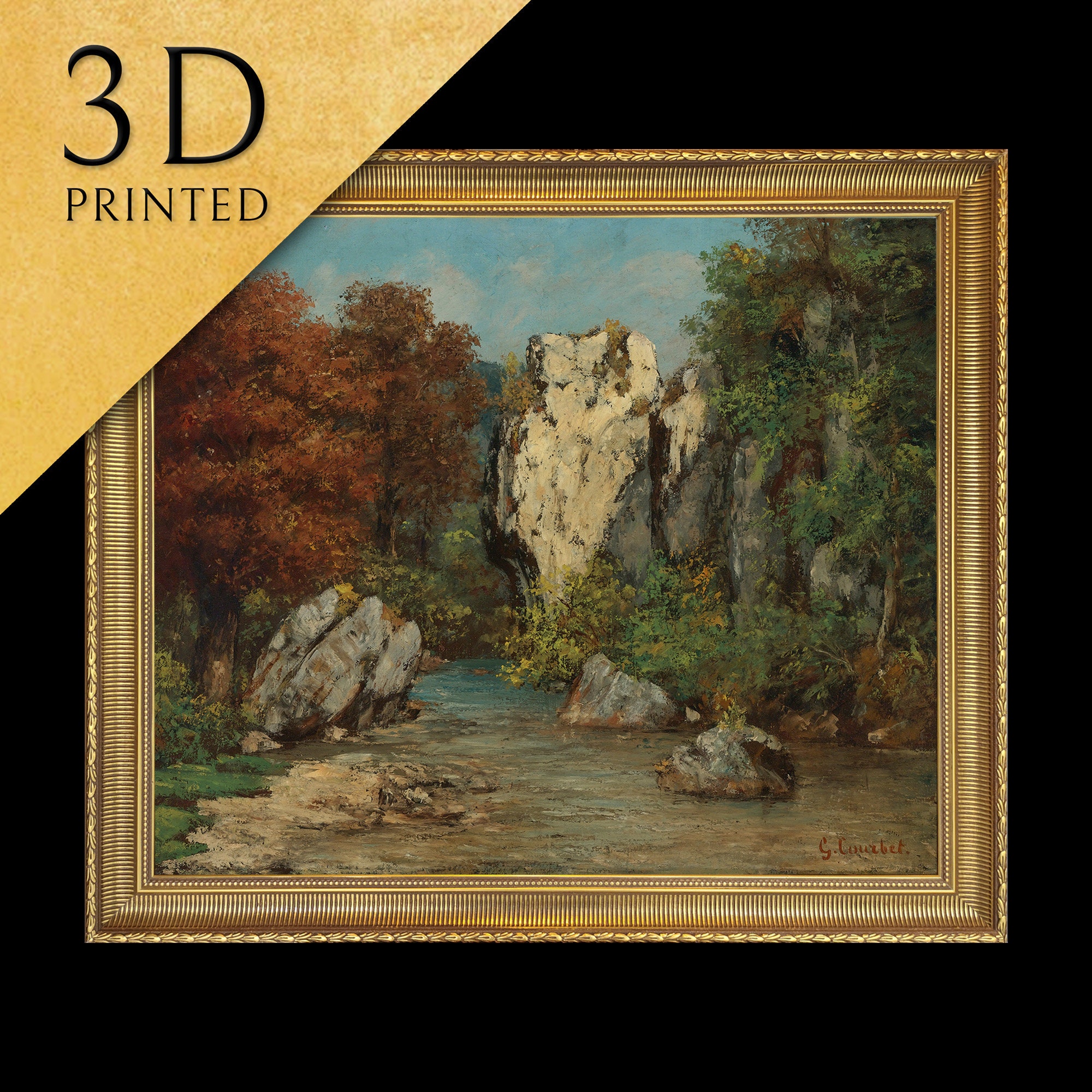 ギュスターヴ・クールベ作「風景」3Dプリント：質感のある油絵の複製
