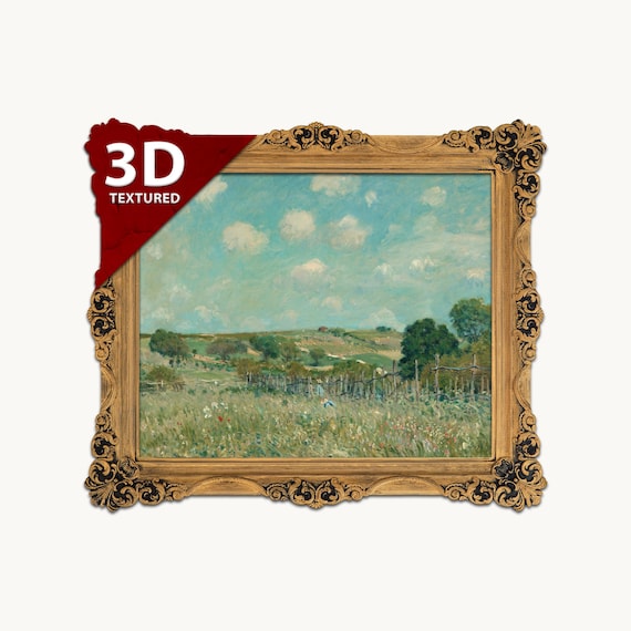 Alfred Sisley Meadow 3D Print: Textured Impressionist Art - Etsy 日本