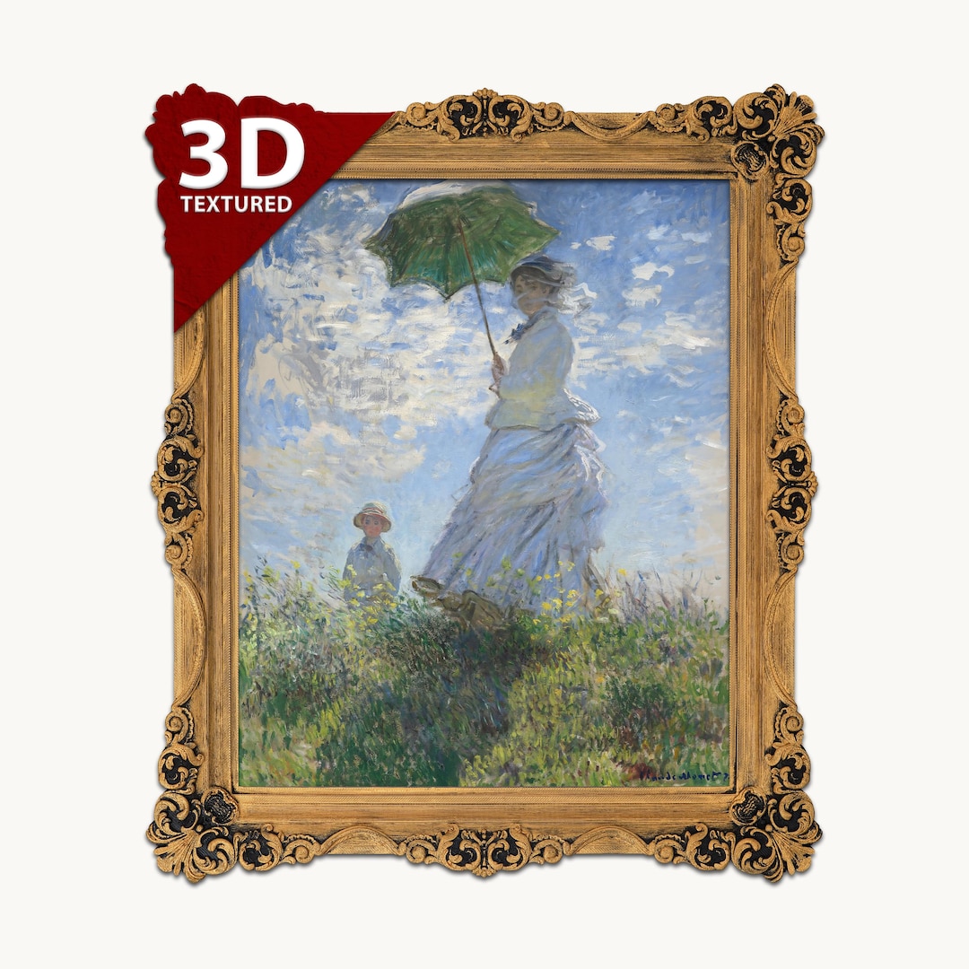 Claude Monet - Woman With a Parasol: 3D Textured Art Print - Etsy