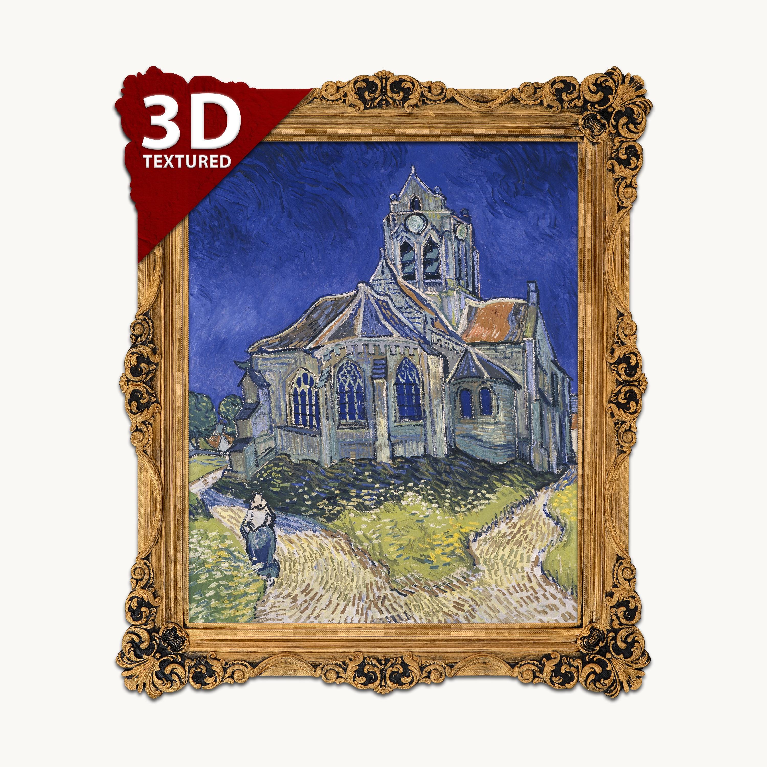 ゴッホ - オーヴェルの教会：3Dテクスチャード油絵プリント - Etsy 日本