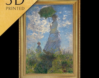 Woman with a Parasol by Claude Monet, 3d Printed with texture and brush strokes looks like original oil painting