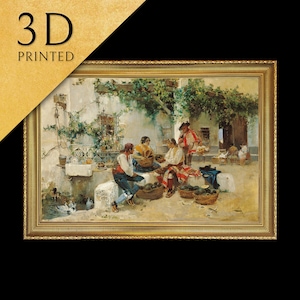 Selling Melons by Joaquin Sorolla, 3d Printed with texture and brush strokes looks like original oil painting
