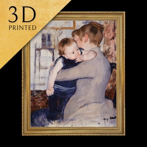 メアリー・カサットの「母と子」は、質感と筆使いで 3D プリントされており、オリジナルの油絵のように見えます。