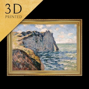 El Acantilado de Aval, Etrétat de Cloude Monet, Impreso en 3D con textura y pinceladas parece una pintura al óleo original.