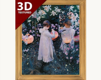 Carnation, Lily, Rose 3D Print: John Singer Sargent Textured Oil