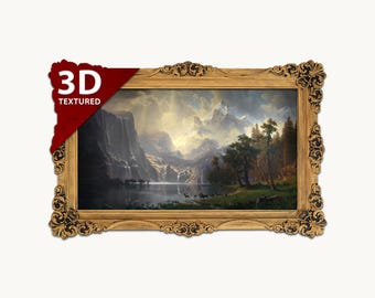 Albert Bierstadt Print: Among the Sierra Nevada, California - 3D Textured Reproduction