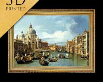 L'ingresso al Canal Grande di Canaletto, stampato in 3D con texture e pennellate, sembra un dipinto ad olio originale