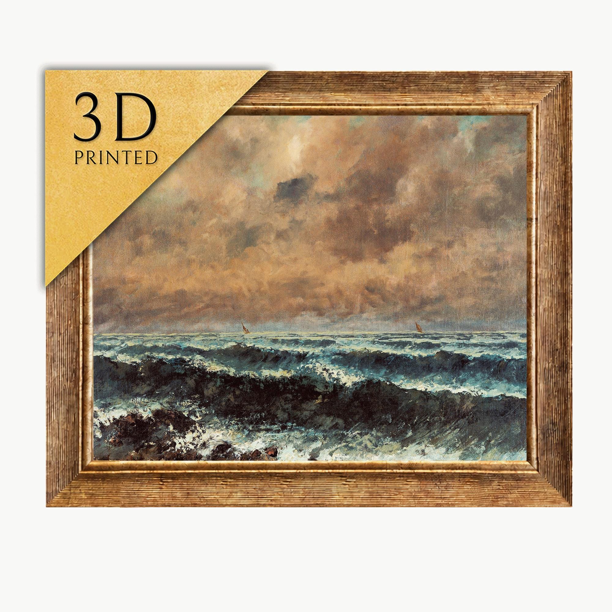 ギュスターヴ・クールベ「秋の海」3Dプリント：質感のある海景アート