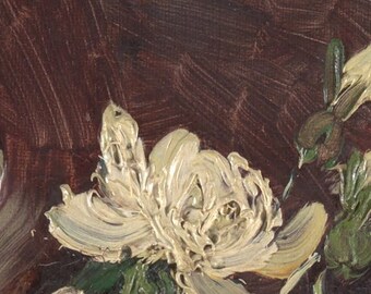 Van Gogh Roses and Peonies: 3D Textured Oil Painting Reproduction