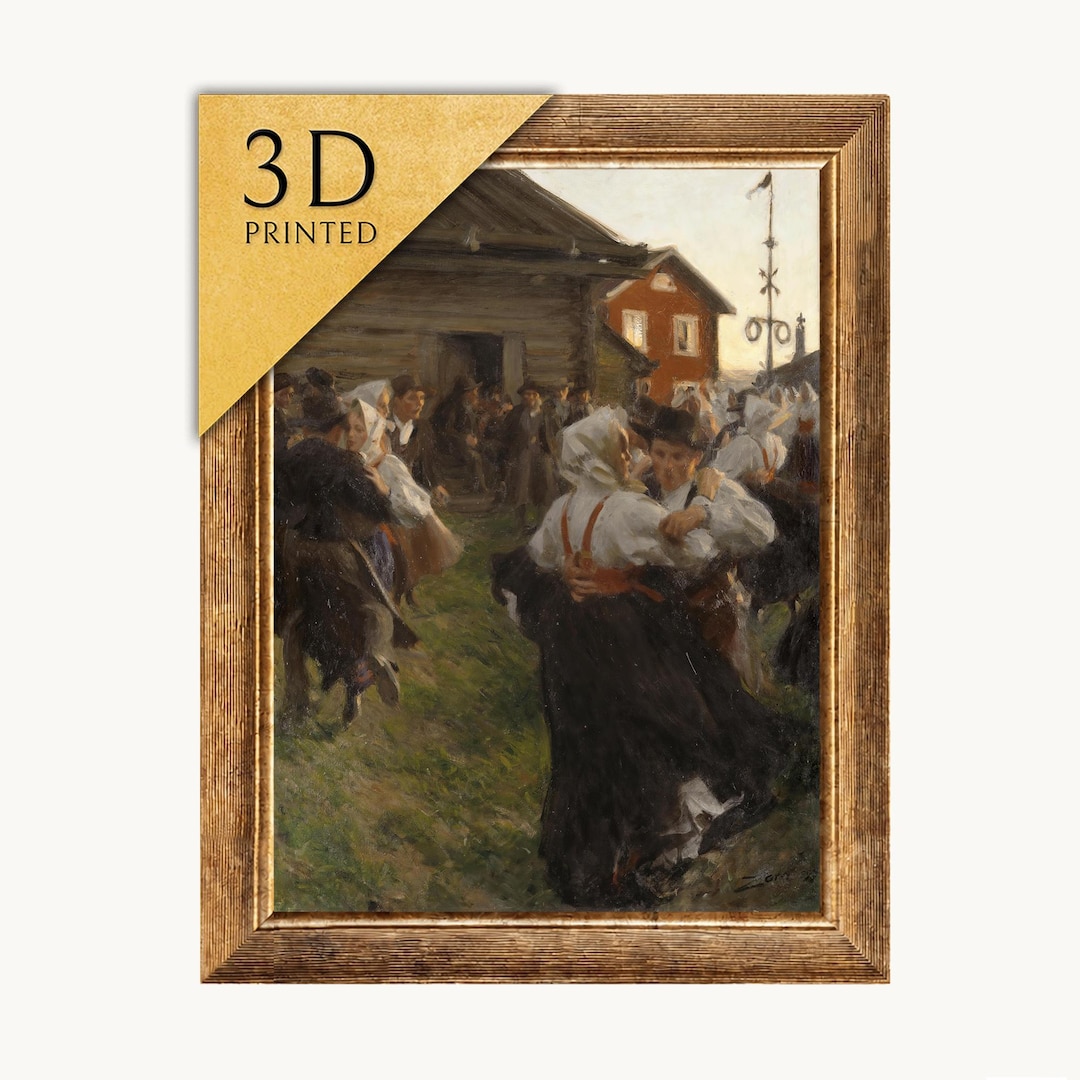 Anders Zorn Midsummer Dance 3D Print: Textured Oil Painting