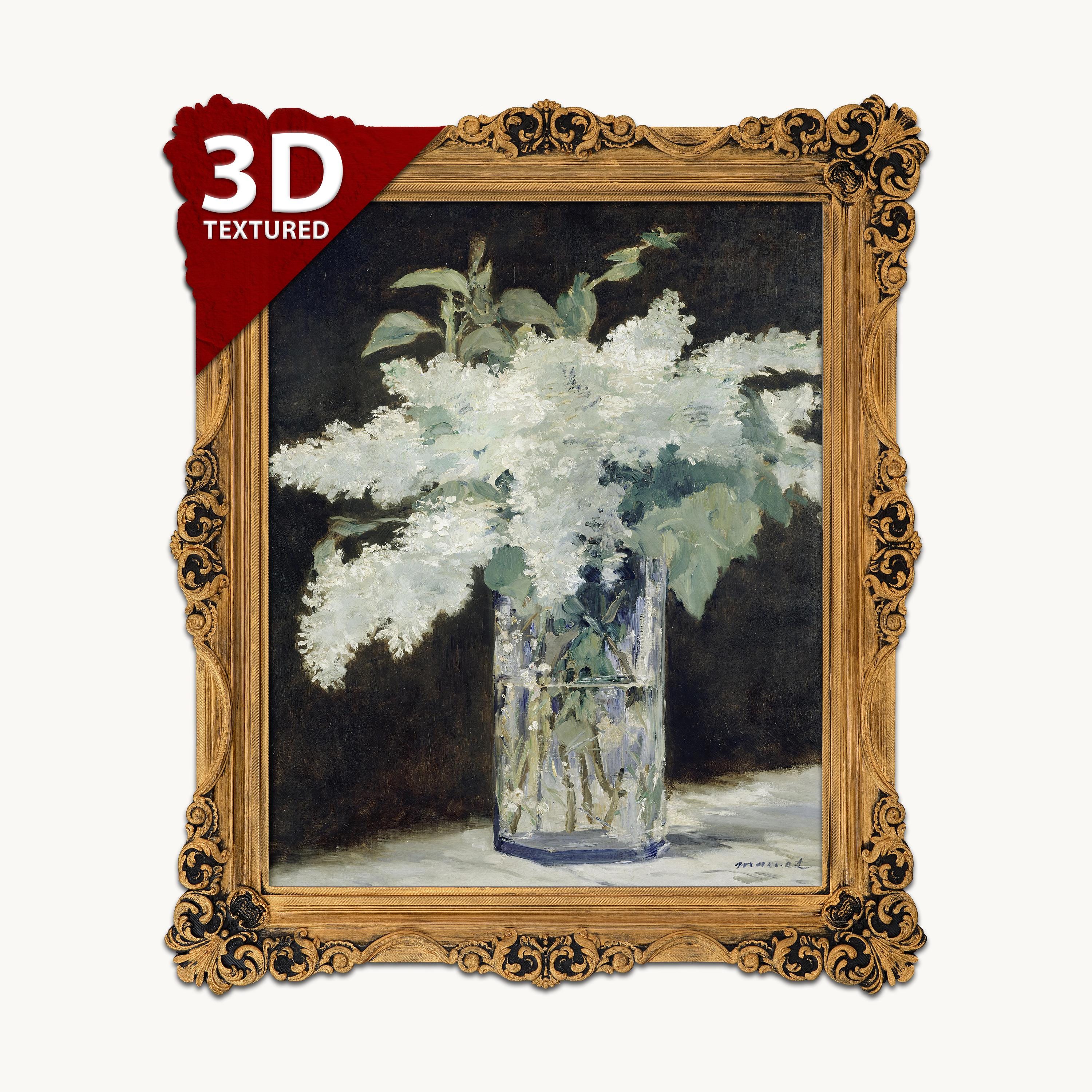 Edouard Manet White Lilac 3D Textured Print: Floral Still Life