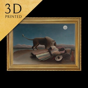 El gitano durmiente de Henri Rousseau, impreso en 3D con textura y pinceladas, parece una pintura al óleo original.