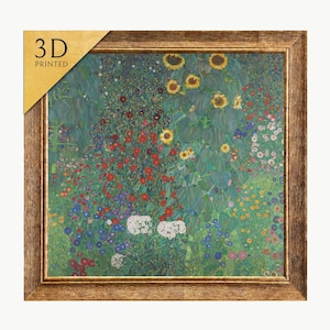 Gustav Klimt Sunflower Garden Print: 3D Textured Art
