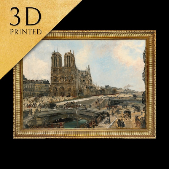 額絵 ノートルダム寺院　絵画　アート　ゴールドフレーム　額縁　　姫系インテリア イタリア輸入 ノートルダム寺院の額絵 ノートルダム寺院のゴールド色額絵