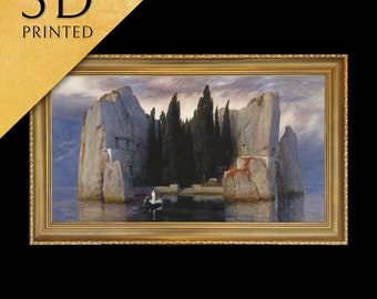 The Isle of the Dead by Arnold Böcklin, 3d Printed with texture and brush strokes looks like original oil-painting, code:240