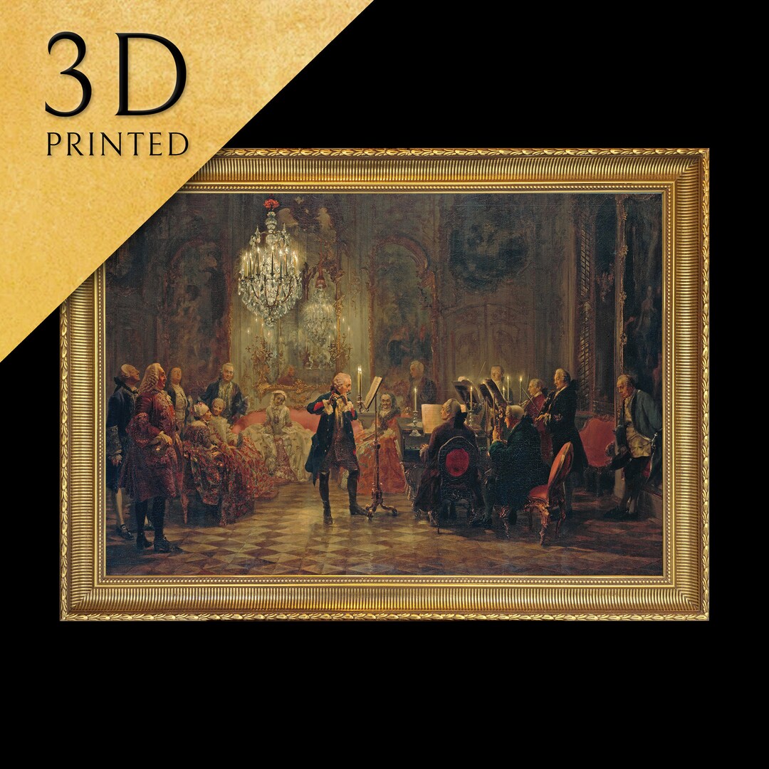 Flute Concert by Adolph Menzel, 3d Printed With Texture and Brush
