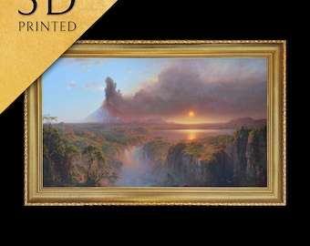 Cotopaxi by DeWitt Boutelle and Frederic Church, 3d Printed with texture and brush strokes looks like original oil-painting, code:395