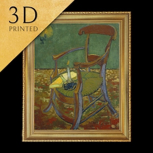 Gauguin&#39;s chair by Vincent Van Gogh, 3d Printed with texture and brush strokes looks like original oil painting.