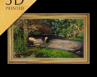 Ophelia by John Everett Millais, 3d Printed with texture and brush strokes looks like original oil painting.
