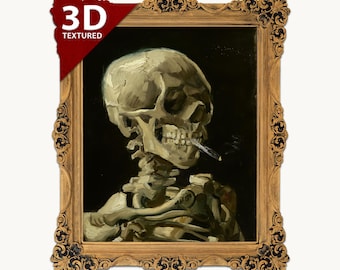 Van Gogh Skull with Burning Cigarette, 3D Printed Fine Art