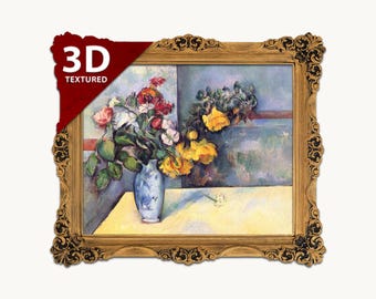Cezanne Flowers in a Vase 3D Print: Textured Still Life Art - Etsy