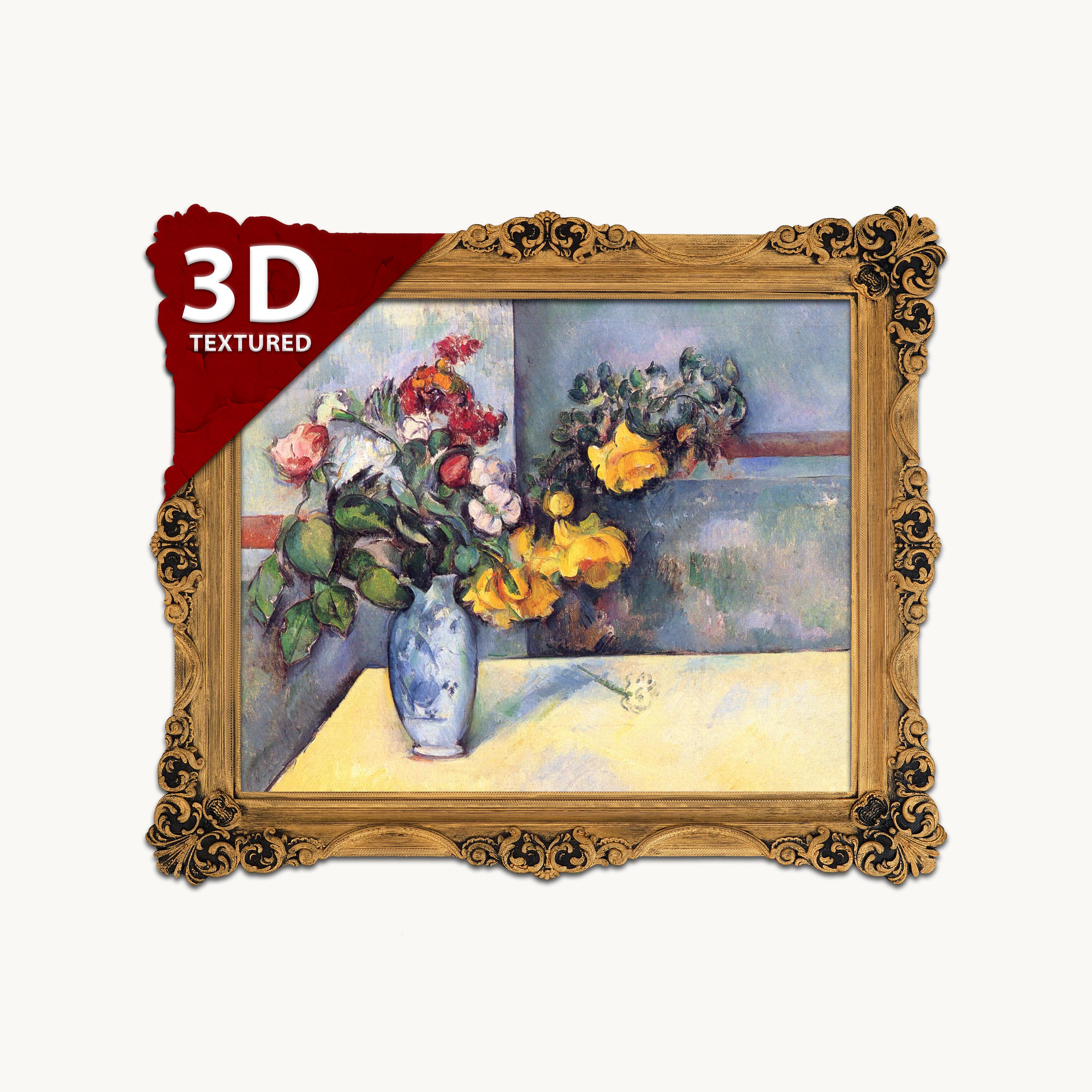 一日一福 日本画 花瓶の花 Cezanne Flowers in a Vase 3D Print: Textured Still Life Art - Etsy