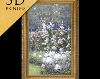 Hollyhocks by Mary Hiester Reid, 3d Printed with texture and brush strokes looks like original oil-painting, code:297