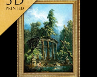 The Bathing Pool von Hubert Robert, 3D-gedruckt mit Textur und Pinselstrichen sieht aus wie ein Original-Ölgemälde