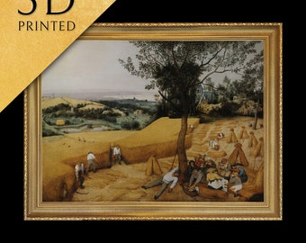 The Harvesters by Pieter Brueghel, 3d Printed with texture and brush strokes looks like original oil-painting, code:199