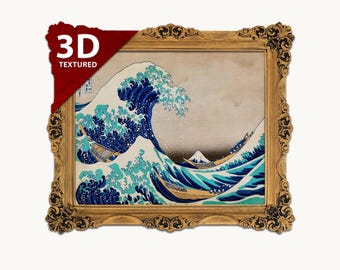Hokusai Wave 3D Textured Art Print, Kanagawa Oki Nami Ura