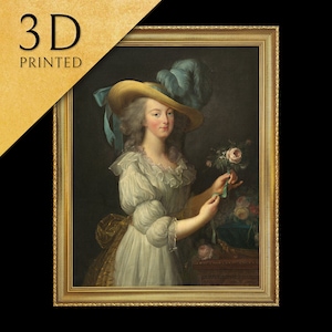Marie Antoinette by Elisabeth Vigee Le Brun Marie, 3d Printed with texture and brush strokes looks like original oil painting