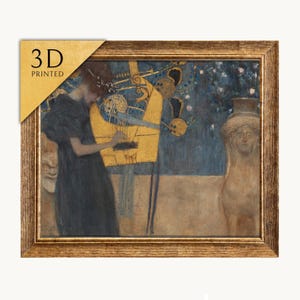 Gustav Klimt Music 3D Print: Textured Oil Painting Reproduction