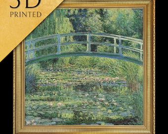 The Water Lily Pond by Claude Monet, 3d Printed with texture and brush strokes looks like original oil painting