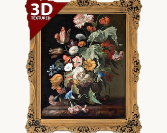 Rachel Ruysch Flowers Still Life: Textured 3D Print