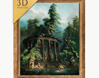 The Bathing Pool by Hubert Robert: 3D Textured Art Print