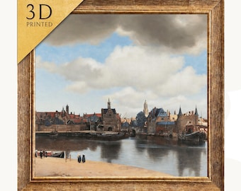 Vermeer's View of Delft: 3D Textured Art Print