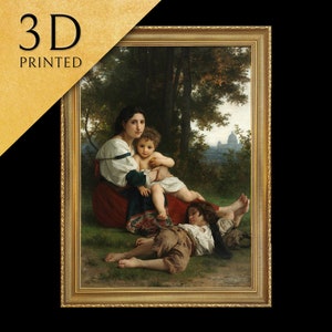 Rest von William Adolphe Bouguereau, 3D Gedruckt mit Textur und Pinselstrichen sieht aus wie original Ölgemälde.