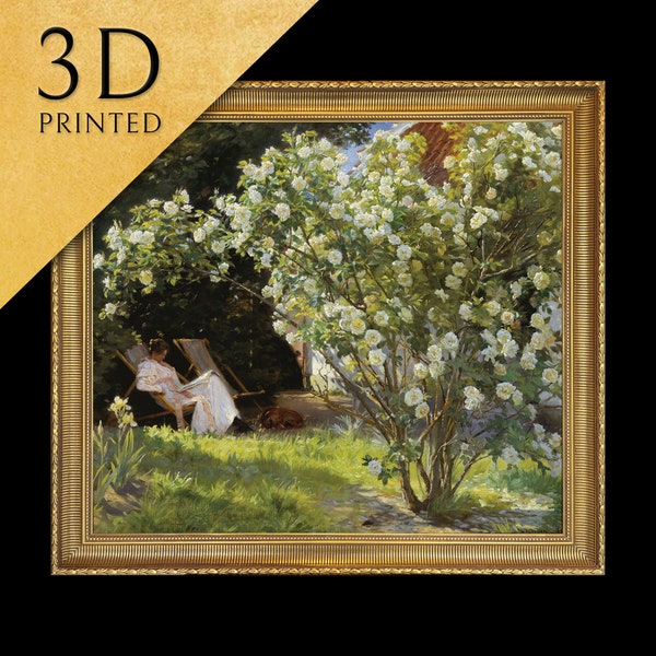 Roses by Peder Severin Krøyer, 3d Printed with texture and brush strokes looks like original oil-painting, code:184