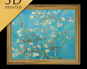 Almond Blossom by Vincent Van Gogh, 3d Printed with texture and brush strokes looks like original oil painting