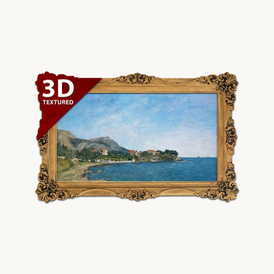 ウジェーヌ・ブーダン海景プリント: フルミのボーリュー湾、3D