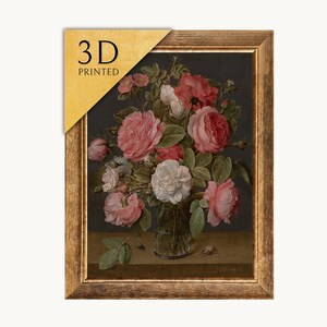 ヤン・ブリューゲル作「木製の器に入った花」：3Dテクスチャプリント
