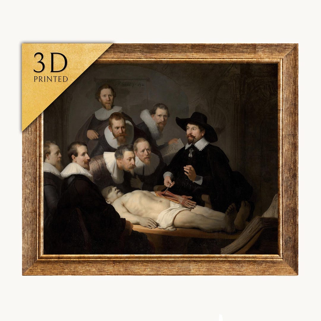 Rembrandt Anatomy Lesson Print: 3D Textured Oil Painting
