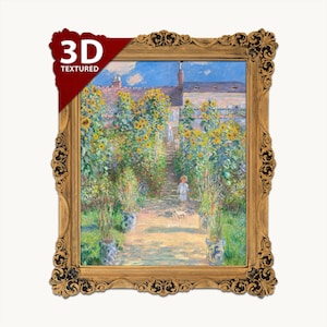 クロード モネ絵画(プリント) 箱付き クロード・モネ - 日傘を持つ女性：3Dテクスチャードアートプリント