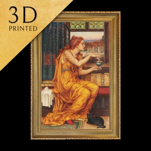 La poción de amor de Evelyn De Morgan, impresa en 3D con textura y pinceladas, parece una pintura al óleo original
