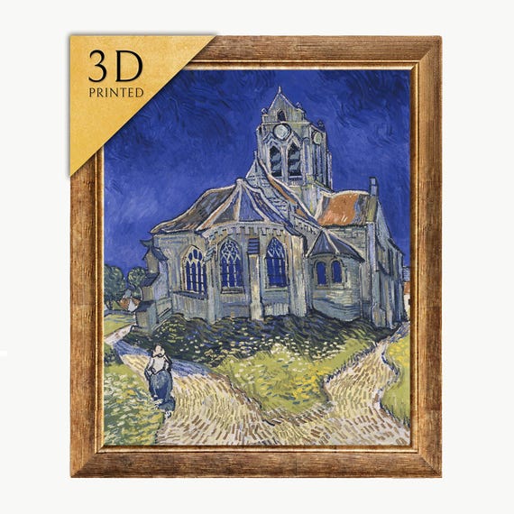 ゴッホ - オーヴェルの教会：3Dテクスチャード油絵プリント - Etsy 日本