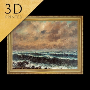 Mare d'autunno - di Gustave Courbet, stampato in 3D con texture e pennellate sembra un dipinto a olio originale.