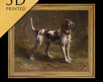 A Limier Briquet Hound by Rosa Bonheur, 3d Printed with texture and brush strokes looks like original oil-painting, code:201