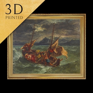 Christus auf dem See von Galiläa von Eugène Delacroix, 3D Gedruckt mit Textur und Pinselstrichen sieht aus wie Original-Ölgemälde