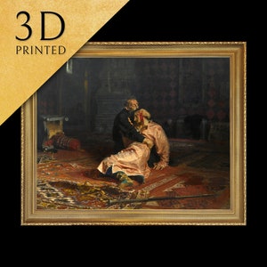Ivan the Terrible and His Son Ivan  by Ilya Repin, 3d Printed with texture and brush strokes looks like original oil painting.